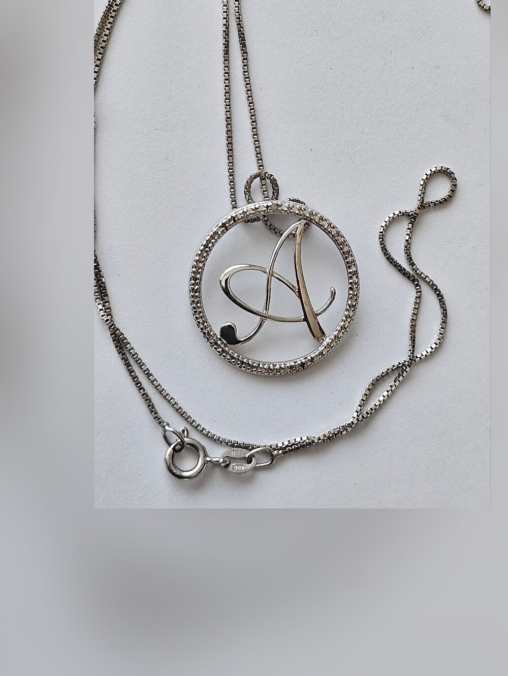 Letter "A" Sterling Silver 925 Circle Swirl Pendant Necklace  STERLING